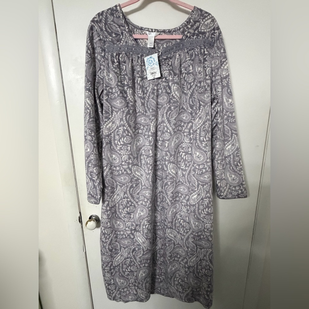 Adonna Gray Floral Sleepwear Dress